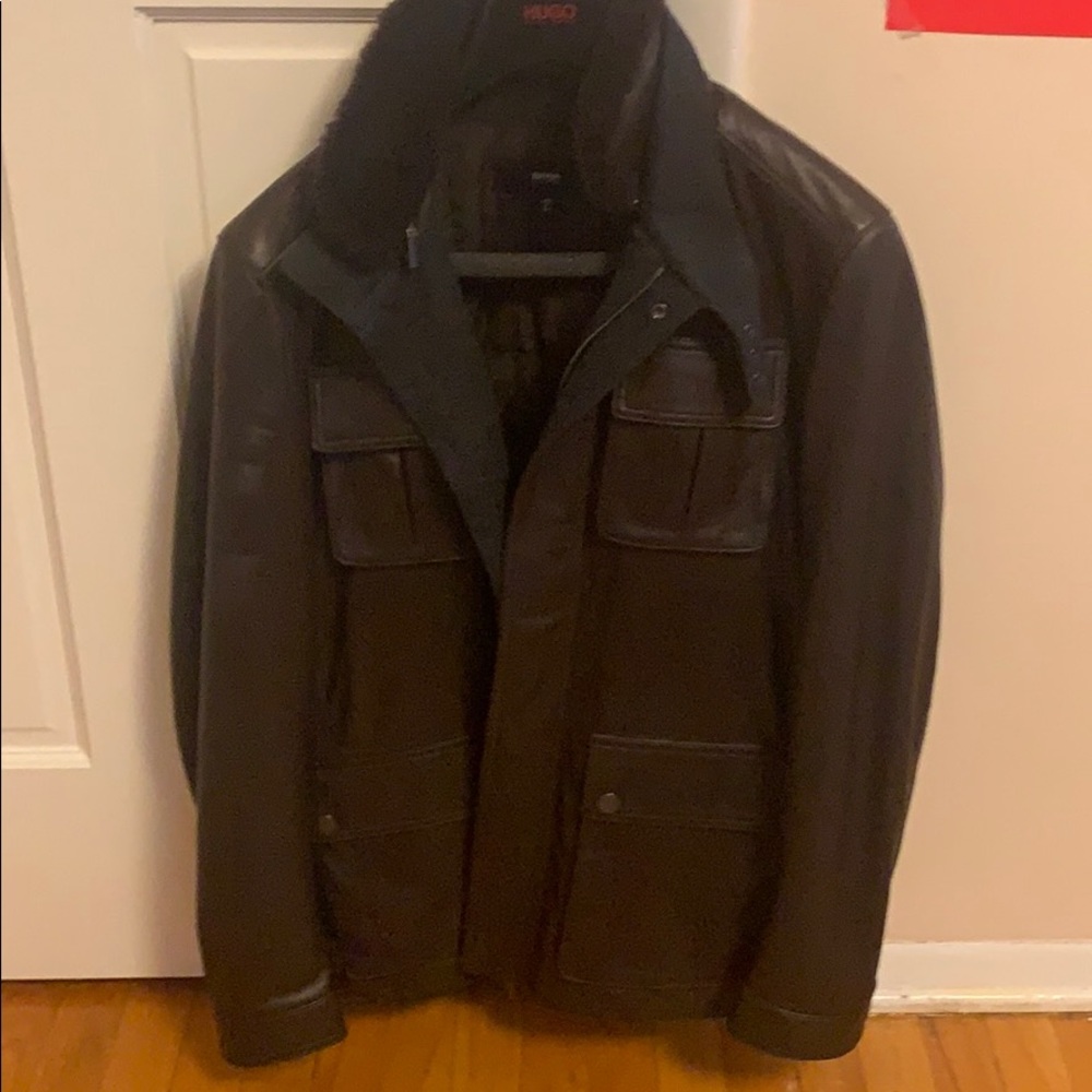 Leather 38R Hugo Boss Jacket / small rip by pocket